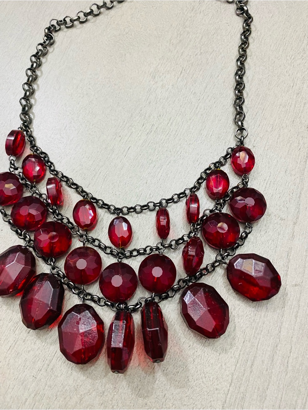 Statement Red Crystal Bib Necklace - Women Jewelry